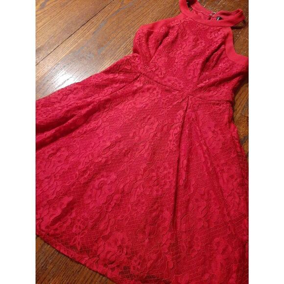Medium Speechless Red Lace Sleeveless Mini Dress Semi Formal Keyhole Back Prom - Picture 3 of 5